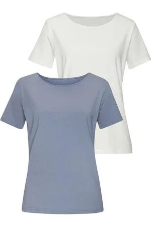 Lascana T-Shirt mit Rundhals-Ausschnitt (2er-Pack) aus elastischer Baumwoll-Modal-Qualität