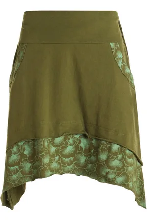 Vishes Minirock Damen Baumwolle A-Linie Blumen-Muster breiter Bund zum Schnüren Alternative Bekleidung, Ethno, Hippie, Retro Style - Verkäufer: - Alternative Bekleidung