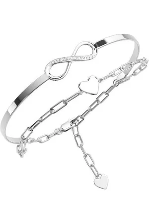 Amoonic Armband Damen Infinity Armband Sterling Silber 925 mit Zirkonia Silberarmband (inkl. Schmucktäschchen), Armband Silber, Gold Rosegold vergoldet Armkette und Armreif in einem - Verkäufer:
