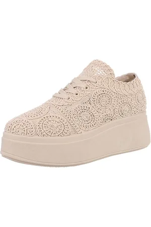 Ital-Design Komfortable Sneaker für alle Anlässe – Trendige Schnürschuhe Sneaker (89319124) Keilabsatz/Wedge Sneakers Low in Beige - Verkäufer: