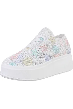 Ital-Design Komfortable Sneaker für alle Anlässe – Trendige Schnürschuhe Sneaker (89319112) Keilabsatz/Wedge Sneakers Low in Weiß - Verkäufer: