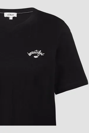 QS by s.Oliver Kurzarmshirt Jerseyshirt aus Baumwolle mit Stickerei Stickerei - Verkäufer: