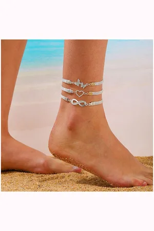 Karma Fußkette Herz, Schmetterling oder Eternity Silber Legierung Fußkettchen (Geschenk für Sie, Damenfußkette, Damenschmuck), Strandschmuck Fußschmuck Urlaub Strand Accessoires - Verkäufer: Sanixa