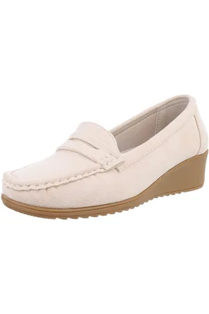 Ital-Design Elegante Mokassins mit Keilabsatz für vielseitige Anlässe Slipper (89319026) Keilabsatz/Wedge Mokassins in Beige - Verkäufer: