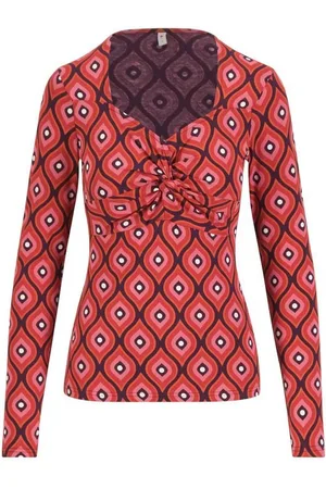 Blutsgeschwister Langarmshirt - Vintage Shirt mit Knotendetail und herzförmigem Ausschnitt - Verkäufer: Schneider Fashion Store