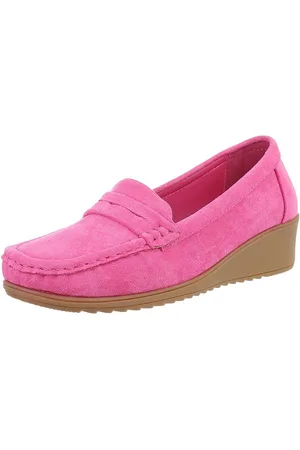 Ital-Design Elegante Mokassins mit Keilabsatz für vielseitige Anlässe Slipper (89319014) Keilabsatz/Wedge Mokassins in Pink - Verkäufer: