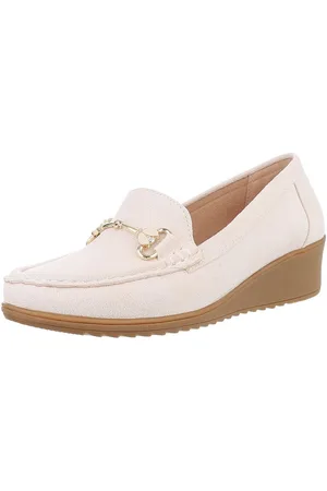 Ital-Design Komfortable Loafers für jeden Anlass – Stil & Qualität Slipper (89319181) Keilabsatz/Wedge Mokassins in Beige - Verkäufer:
