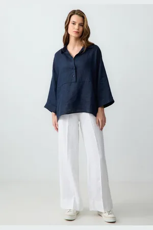Jimmy Key Strickhose Relaxed Fit Hoge Taille Broek met Wijde Pijpen en Kanten - Verkäufer: