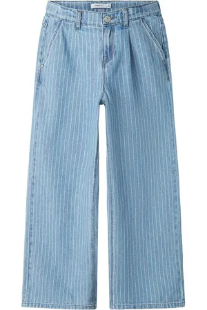 NAME IT Regular-fit-Jeans Gestreifte Jeanshose mit weitem Bein und geradem Oversized Look NKFBELLA SKATER STRIPE JEANS 4008-NM F - Verkäufer: ARIZONAS