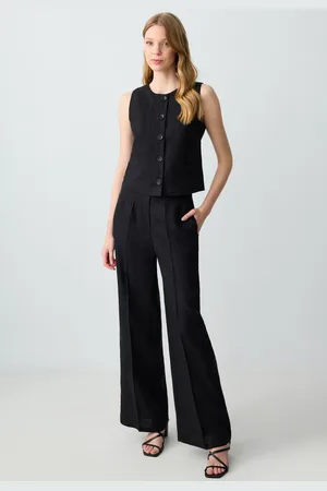 Jimmy Key Leinenhose Leinenhose mit hoher Taille und weitem Bein und entspannter Passform - Verkäufer: