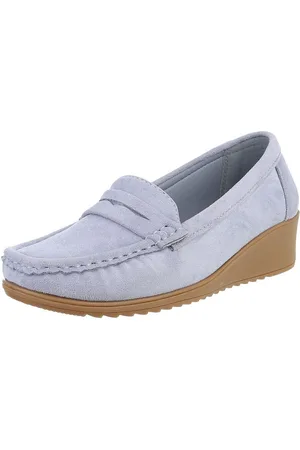 Ital-Design Elegante Mokassins mit Keilabsatz für vielseitige Anlässe Slipper (89319011) Keilabsatz/Wedge Mokassins in Hellblau - Verkäufer:
