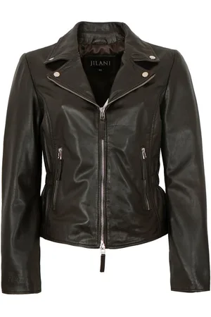 Jilani Lederjacke Jaqueline - Damen Lederjacke Bikerjacke Lammnappa dunkelbraun - Verkäufer: Lederjacken24