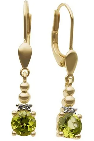 Firetti Paar Ohrhänger Schmuck Geschenk Gold 333 Ohrschmuck Patentbrisur Farbstein Edelstein, mit Peridot - mit Brillant