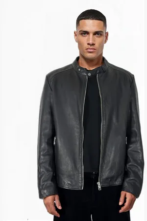 Trueprodigy Lederjacke Jonas Stehkragen mit Knopf und Logo Applikation - Verkäufer: