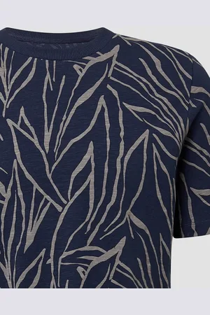 QS by s.Oliver Kurzarmshirt Baumwollshirt mit Print und Flammgarnstruktur - Verkäufer: