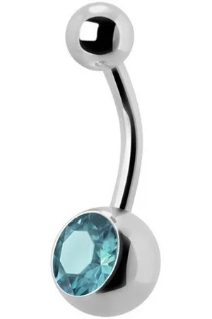 Karisma Bauchnabelpiercing Nabel Stecker Piercing Titan G23 Banana 5/8mm Kugeln Kristall Stein, - Weiss.TJBL.12mm - Aqua - Verkäufer: Schmuck