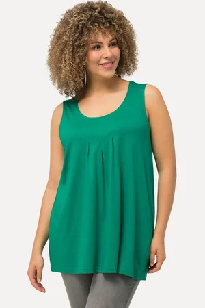 Ulla Popken T-Shirt Top Zierfalten A-Linie Rundhals ärmellos Modal - Verkäufer: Popken Fashion Group