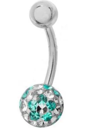 Karisma Bauchnabelpiercing Titan Nabel Piercing Blume Sealed mit Kristall Elements, Türkis - 10.0 Millimeter - Verkäufer: Schmuck