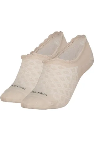 Calvin Klein Füßlinge CK WOMEN FOOTIE HIGH CUT 2P DIAMOND (2 Paar) Mit gewelltem Rand und tollem Muster