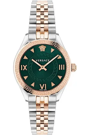 VERSACE Quarzuhr HELLENYIUM LADY VE2S00422, Armbanduhr, Damenuhr, Saphirglas, Swiss Made, bicolor, Leuchtzeiger