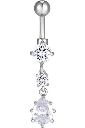 Karisma Bauchnabelpiercing Edelstahl 316L Anhänger 3 Crystallen Bananabell Weiss HB369 - Verkäufer: Schmuck