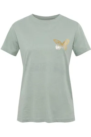 Mavi T-Shirt mit goldenem Schmetterling-Motiv, Rundhals (1-tlg) BUTTERFLY T-SHIRT - Verkäufer: ARIZONAS
