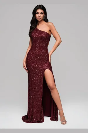 Ombre Clothing Abendkleid Glamouröses One-Shoulder-Abendkleid mit Pailletten und hohem Schlitz - Verkäufer: