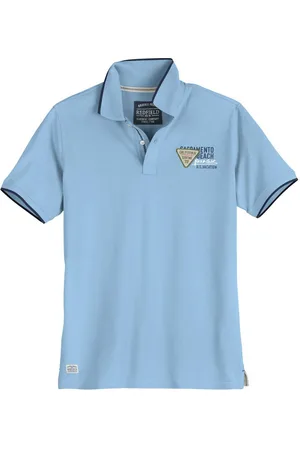 Redfield Poloshirt Übergrößen Poloshirt Brustprint hellblau - Verkäufer: bigtex