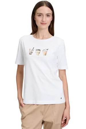 Betty & Co Kurzarmshirt Betty & Co Casual-Shirt mit Strass (1-tlg) Druck