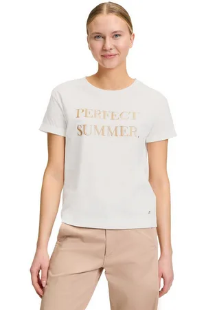 Betty & Co Kurzarmshirt Betty & Co Casual-Shirt mit Strass (1-tlg) Strass