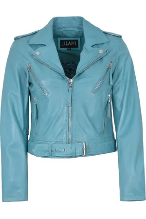 Jilani Lederjacke Smilly - Damen Lederjacke Bikerjacke Lammnappa hellblau - Verkäufer: Lederjacken24