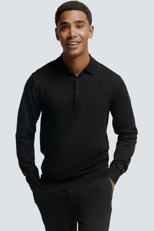 No Excess Rundhalspullover Langärmeliger Polo-Pullover