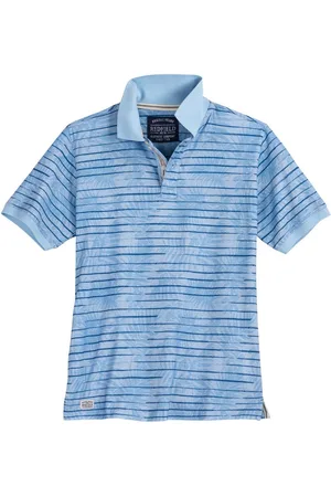 Redfield Poloshirt Übergröße Poloshirt Streifen/floral hellblau - Verkäufer: bigtex