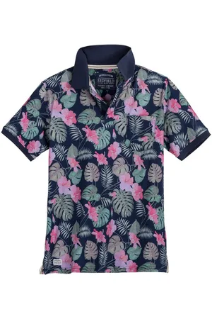 Redfield Poloshirt XXL Poloshirt Floralmuster denimblau-pink - Verkäufer: bigtex