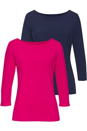 Lascana 3/4-Arm-Shirt (2er-Pack) aus elastischer Baumwoll-Modal-Qualität
