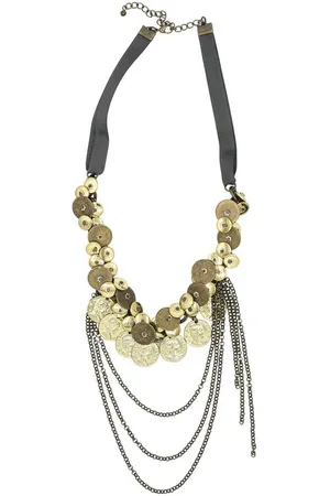 Alessandro Lange Kette VintageVibe, mit Textilband und altgoldenen Elementen