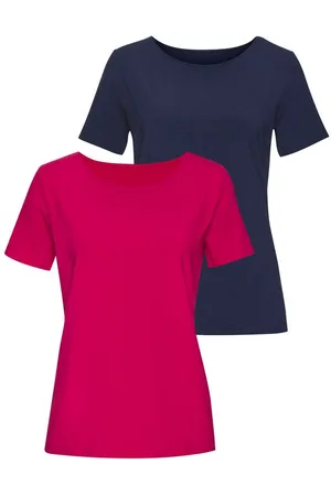 Lascana T-Shirt mit Rundhals-Ausschnitt (2er-Pack) aus elastischer Baumwoll-Modal-Qualität