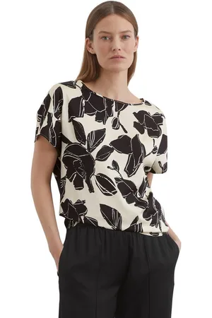 Marc O’ Polo Kurzarmbluse aus Viskose-Satin-Stretch