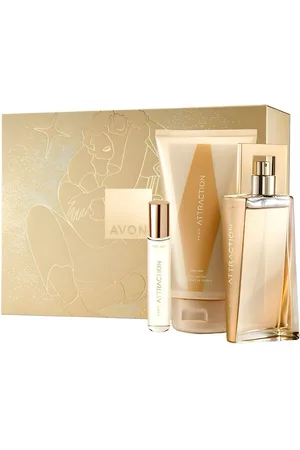Avon Eau de Parfum ATTRACTION 50 ml, Taschenspray 10 ml, Körpercreme 125 ml Geschenkset, 4-tlg., Unwiderstehlicher Duft Brombeere, Moschus und Vanille-Amber. - Verkäufer: Cultzen