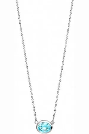 CELESTA Kette mit Anhänger 925 Silber rhodiniert mit echten Blautopasen