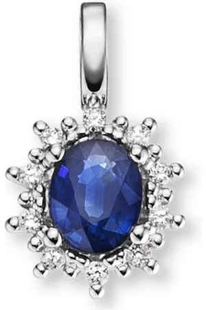 vivance collection Kettenanhänger 0.05 ct Diamant Brillant Safir Anhänger aus 585 Weißgold, Damen Gold Schmuck