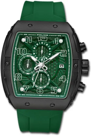 Police Multifunktionsuhr Herrenuhr Silikon , (Multifunktionsuhr), Herrenuhr Silikonarmband , eckiges Gehäuse, groß (ca. 45x50mm) - Verkäufer: Fit4Style Silberschmuck - IMPPAC