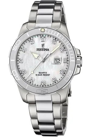 Festina Quarzuhr Boyfriend Collection F20503/1, Armbanduhr, Damenuhr, Edelstahlarmband, bis 10 bar wasserdicht, Datum