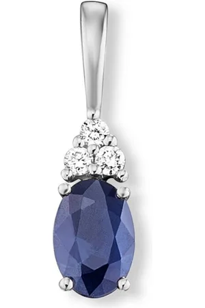 vivance collection Kettenanhänger 0.04 ct Diamant Brillant Safir Anhänger aus 585 Weißgold, Damen Gold Schmuck