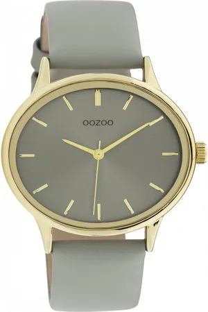 Oozoo Quarzuhr Damenuhr C11050 Oval Hellgrau Gold Lederband 42 mm - Verkäufer: Jäckle Uhrenhandel e.K.