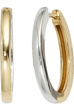 Jobo Paar Creolen, oval 585 Gold bicolor