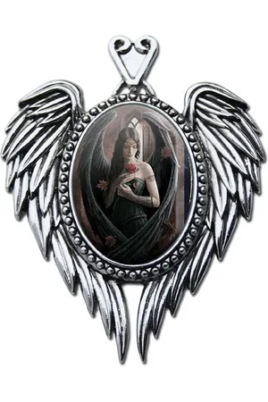 ANNE STOKES Engelanhänger Anhänger Engel Rose schwarz Schmuck Fantasy Engel - Verkäufer: Holzenplotz