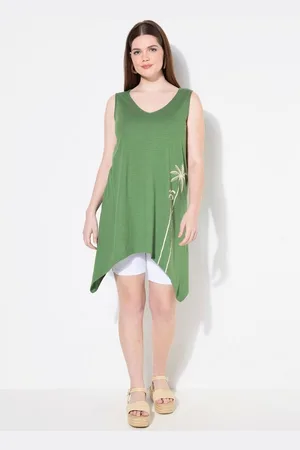 Ulla Popken Longtop Top Zipfelsaum V-Ausschnitt ärmellos Biobaumwolle - Verkäufer: Popken Fashion Group