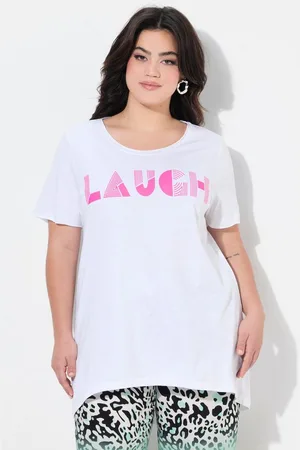 Angel of Style T-Shirt T-Shirt A-Linie leuchtender Schriftzug LAUGH - Verkäufer: Popken Fashion Group
