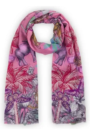 Codello Modeschal Schal mit Dschungel-Muster in blau oder pink, Fein und leicht transparent - Verkäufer: Shop-accessoires